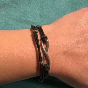James Avery Black and Silver Infinity Leather Bracelet